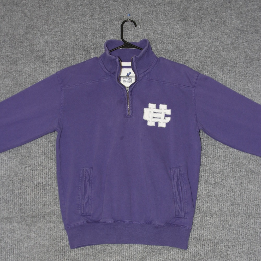 League Collegiate Outfitters Sweatshirt Mens M‎ Purple Quarter Zip HC Logo